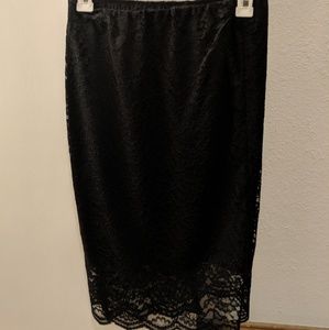 Black lace pencil skirt